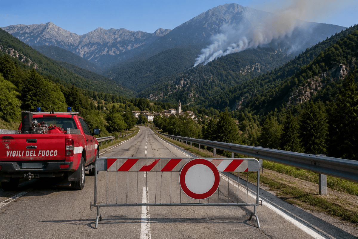 Incendio sul Monte Piastra, chiusa la provinciale 336 tra San Lorenzo di Valdieri e Desertetto
