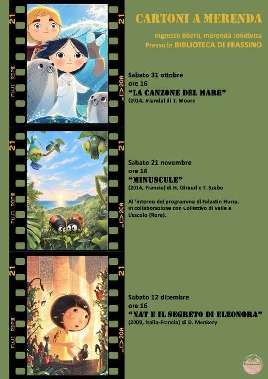 Torna "Cartoni a merenda" alla Biblioteca di Frassino: tre pomeriggi di cinema e magia 