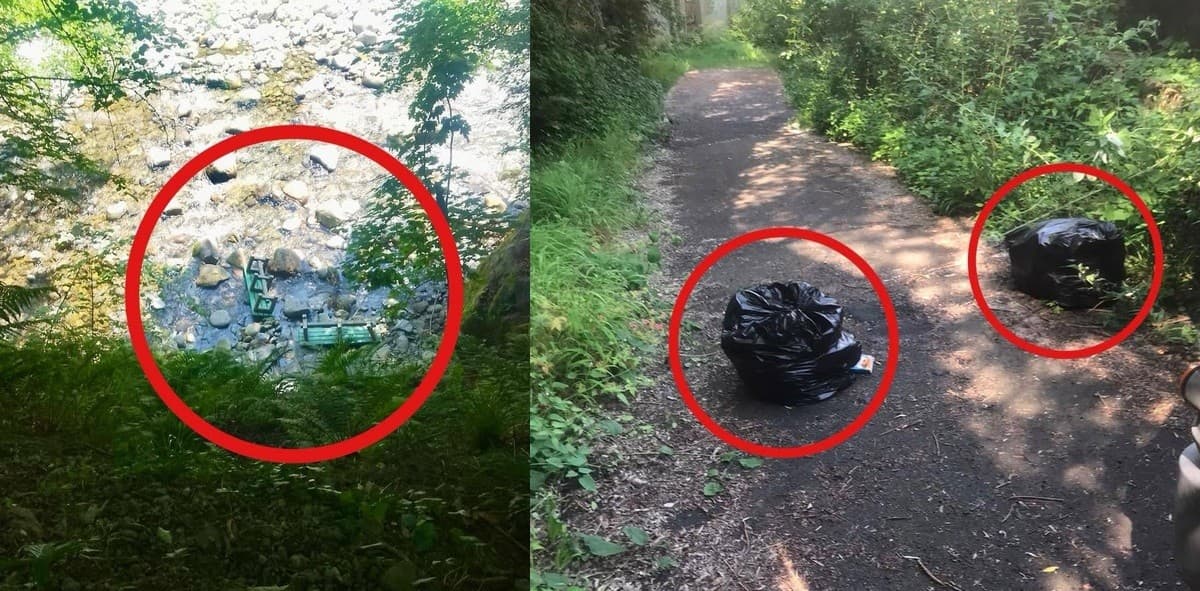 Gesti di inciviltà a Miagliano: panchine gettate nel torrente e rifiuti abbandonati al ponte vecchio 