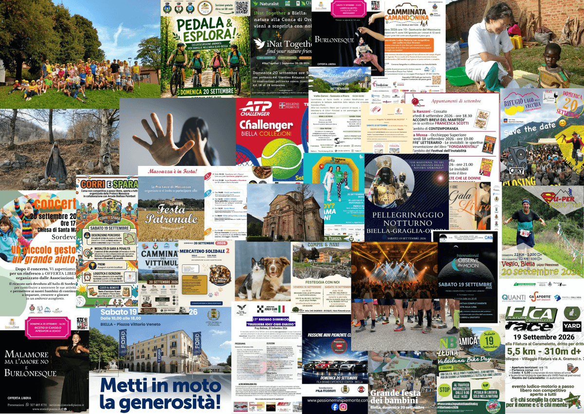 Tante cose da fare a Biella nel we del 19 e 20 settembre