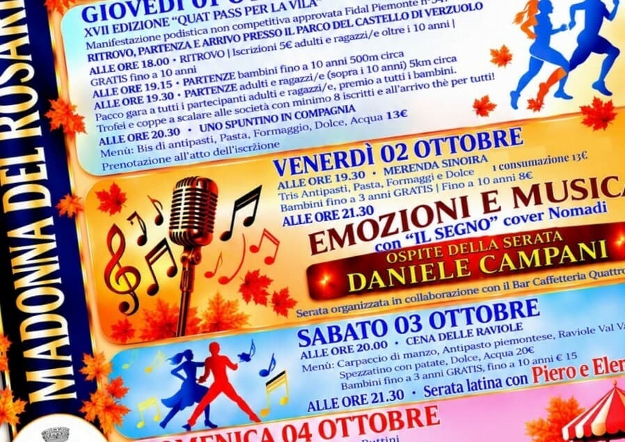 Villa di Verzuolo celebra la Madonna del Rosario: quattro giorni di festa tra sport, musica, gastronomia, cultura e tradizione