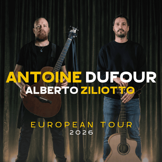 Il virtuosismo della chitarra fingerstyle a Borgomanero: al Teatro Rosmini Antoine Dufour con Alberto Ziliotto