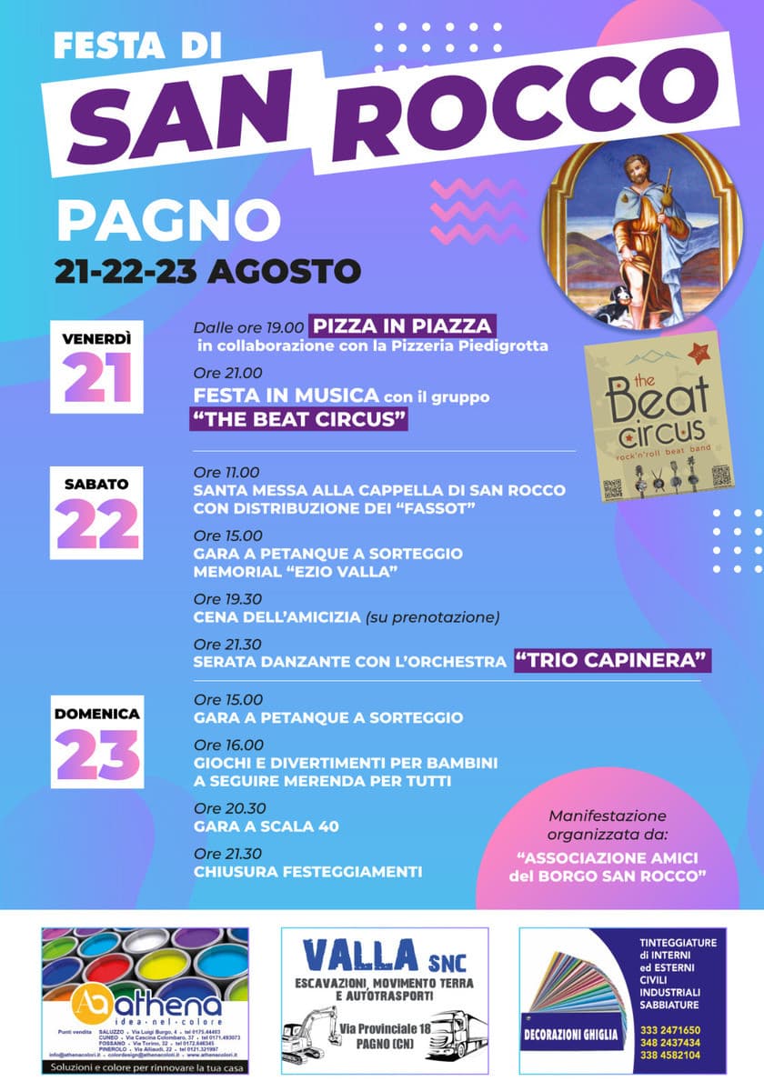 Tornano i festeggiamenti per la celebrazione di San Rocco di Pagno