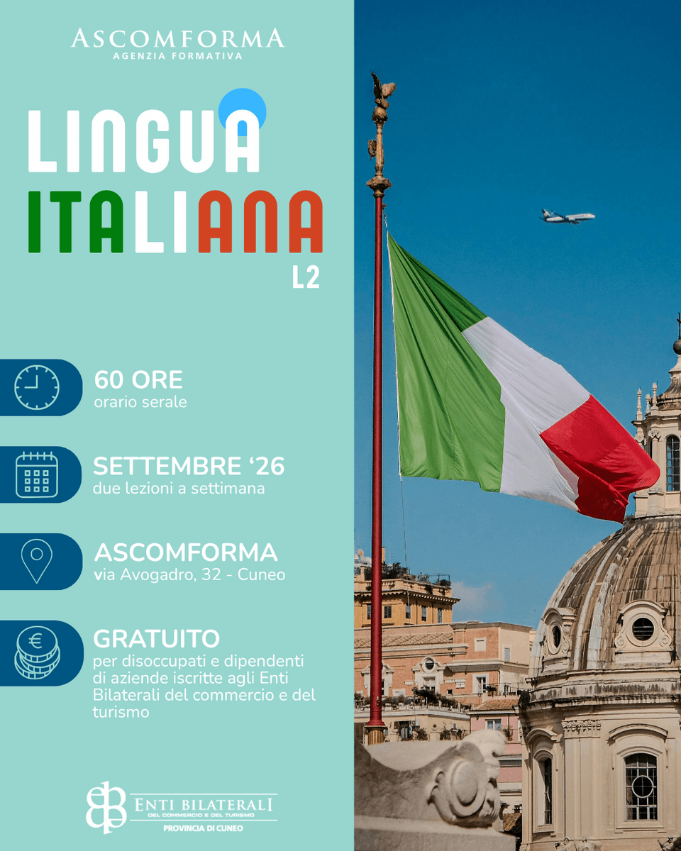 A Cuneo un corso di lingua italiana L2: 60 ore di formazione in orario serale