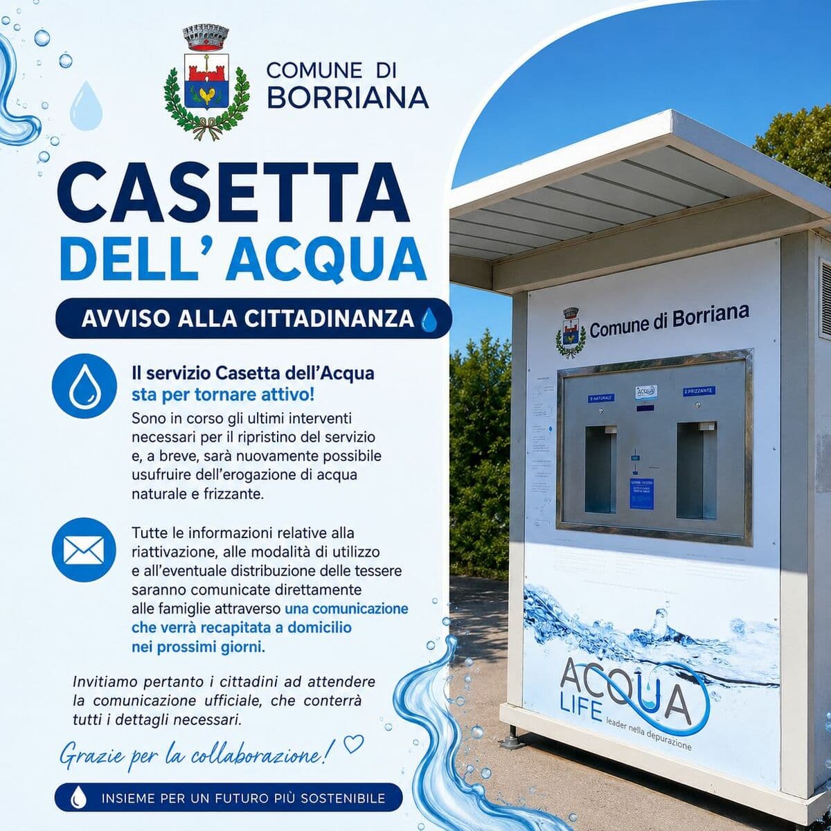 A Borriana torna in funzione la casetta dell'acqua