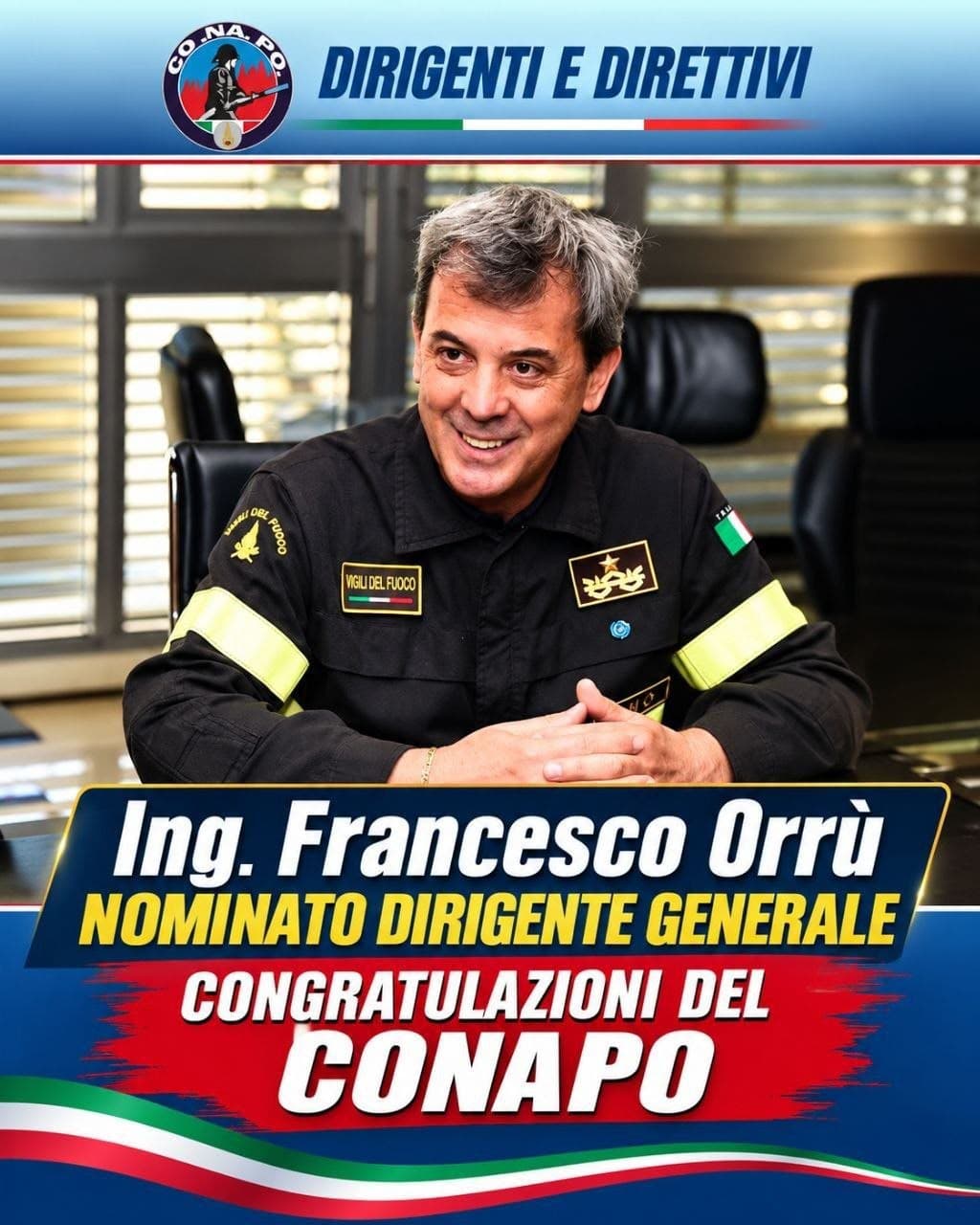 Da Torino, Francesco Orrù nominato dirigente generale del Corpo nazionale dei vigili del fuoco