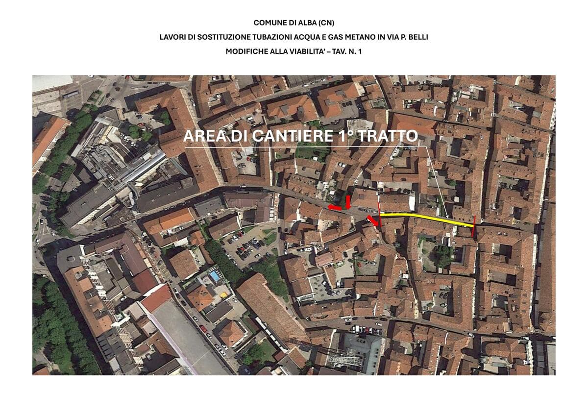 Alba, cantiere in via Pietrino Belli: lavori su acqua e gas fino a settembre