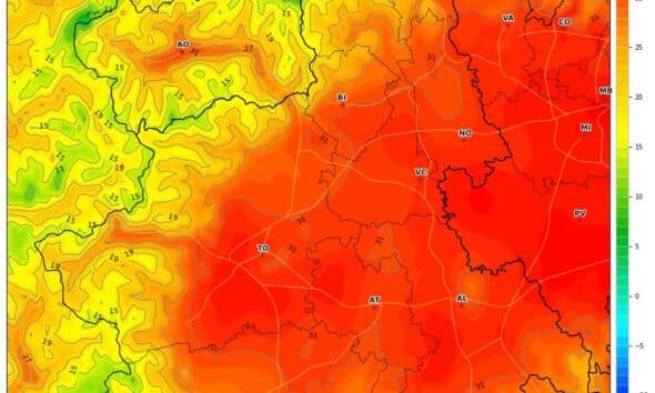 Caldo record in Piemonte, Andrea Vuolo: “Picchi fino a 39 gradi la prossima settimana”