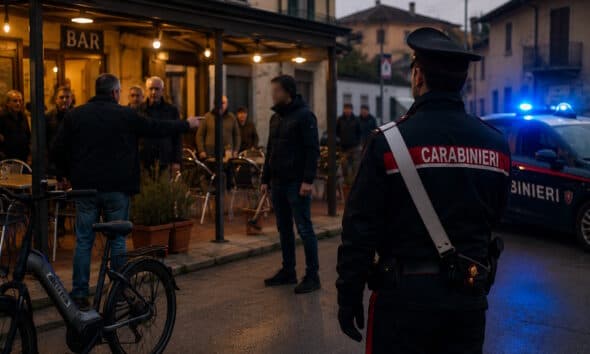Predosa, passa con la bici sul marciapiede davanti al Bar, lo insultano e lui torna con un martello