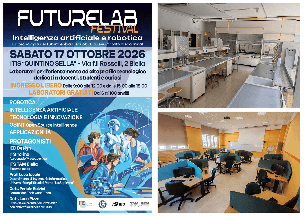 Biella, all’ITIS Sella il FutureLab Festival, porte aperte ai laboratori tra IA e robotica FOTO
