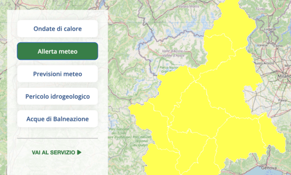 Meteo Piemonte, allerta gialla per temporali nella giornata di mercoledì 24 giugno