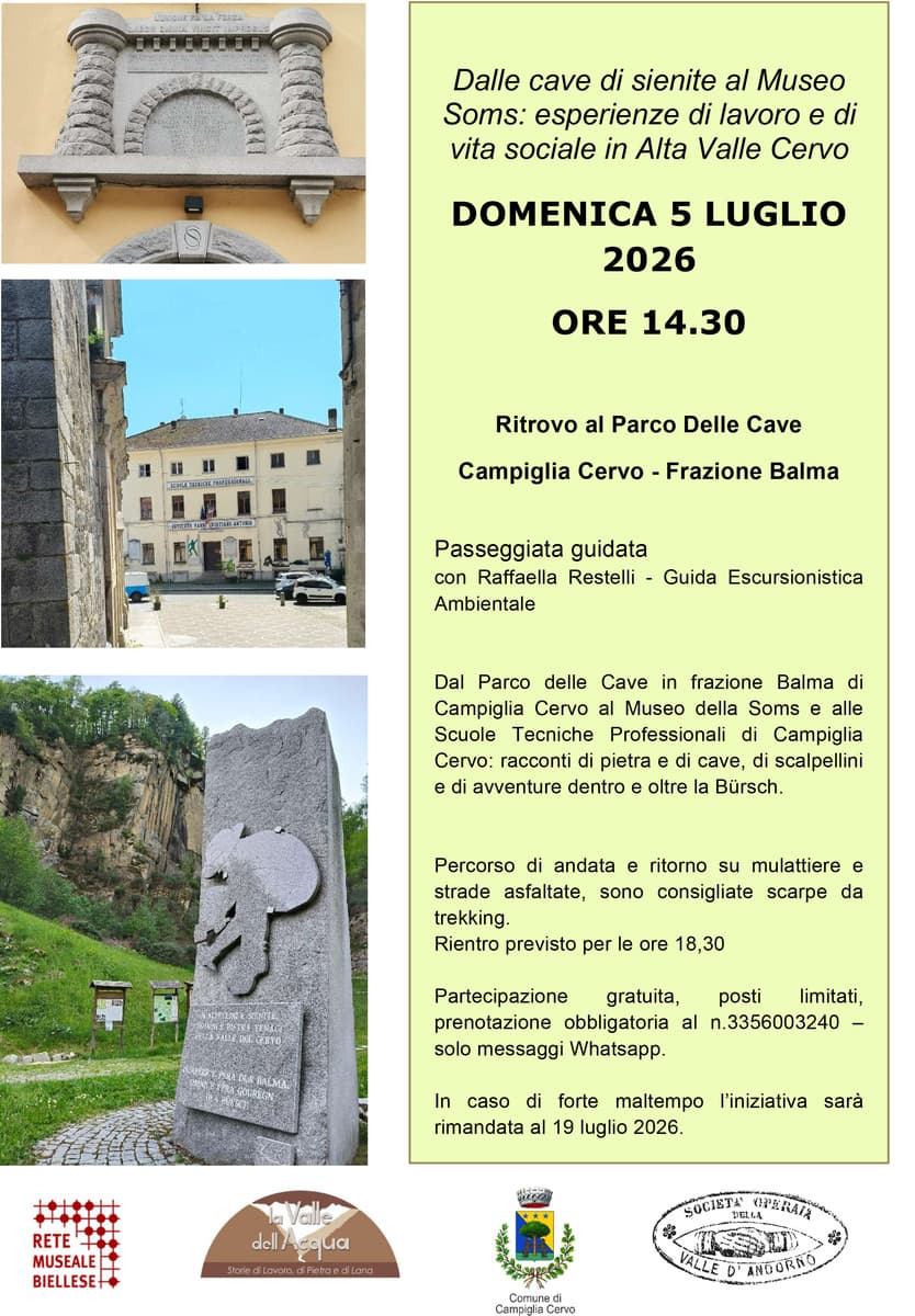 Passeggiata guidata con  racconti di pietra e di cave, di scalpellini e di avventure dentro e oltre la Bürsch