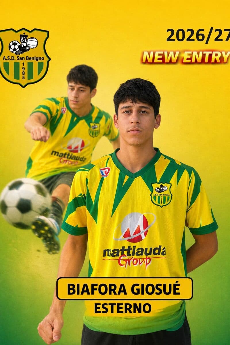 CALCIO PRIMA CATEGORIA / San Benigno, arriva Giosuè Biafora: un nuovo esterno classe 2006 per la fascia