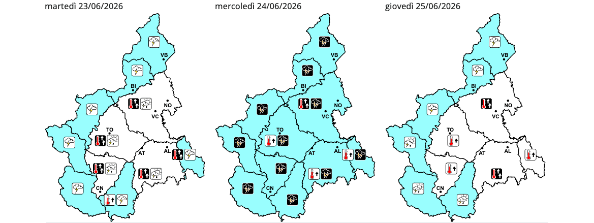 Allerta gialla sul Piemonte: domani previsti temporali anche di forte intensità