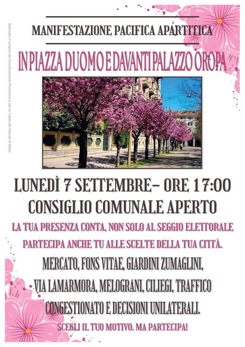 Biella, manifestazione pacifica contro le decisioni sulla città: lunedì Consiglio comunale aperto