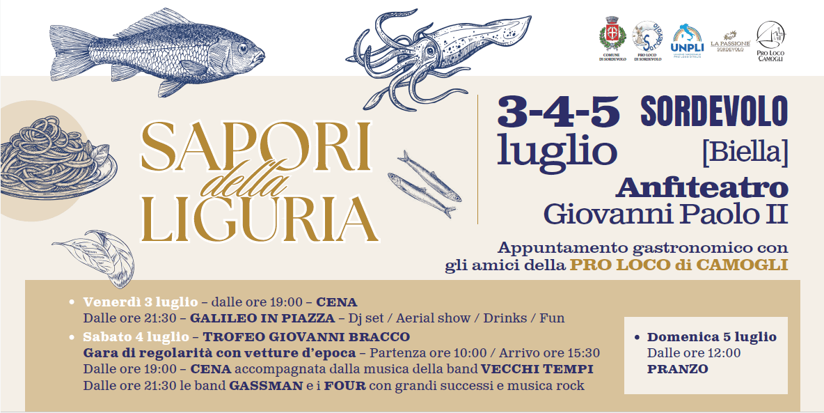 "Sapori della Liguria" a Sordevolo: tre giorni di gusto, musica, sport e scoperta del territorio